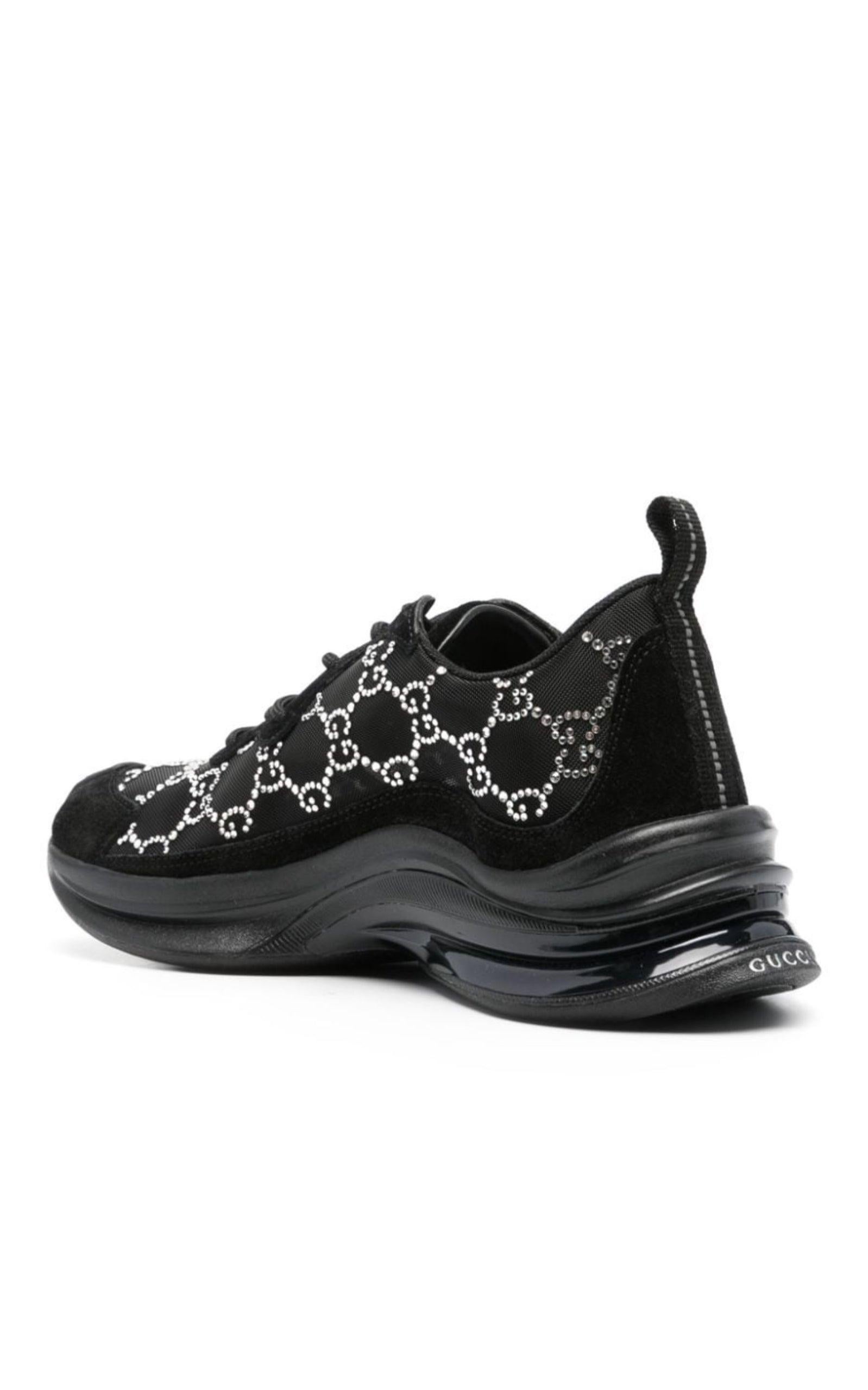 Gucci Black Mesh Runners with Crystals 38.5 For Sale 2