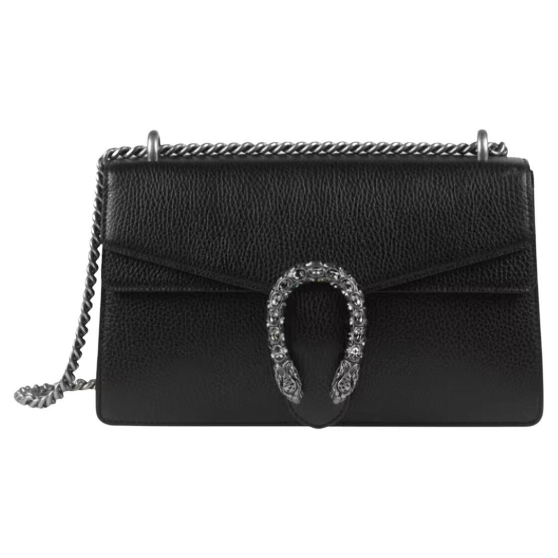 Gucci Black Metalfree Tanned Leather Dionysus Small Shoulder Bag For