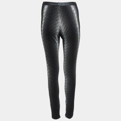 Gucci Black Metallic Argyle Patterned Lurex Knit Skinny Pants M
