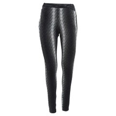 Gucci Black Metallic Argyle Patterned Lurex Knit Skinny Pants M