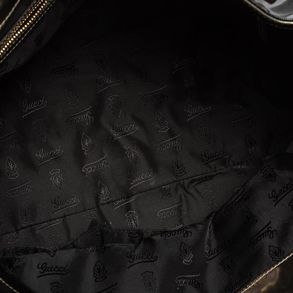 Gucci Black/Metallic Coated Canvas and Leather Dialux Pop Bamboo Tote In Good Condition In Dubai, Al Qouz 2