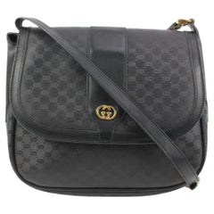 Gucci Black Micro GG Monogram Crossbody Flap Bag s210g52