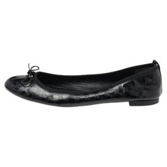 Gucci Micro Guccissima nera in pelle verniciata con dettaglio fiocco Ballerine Taglia 39