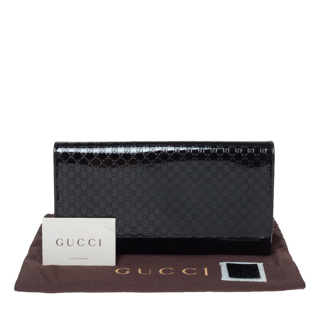 Gucci Black Micro Guccissima Patent Leather Broadway Clutch 7