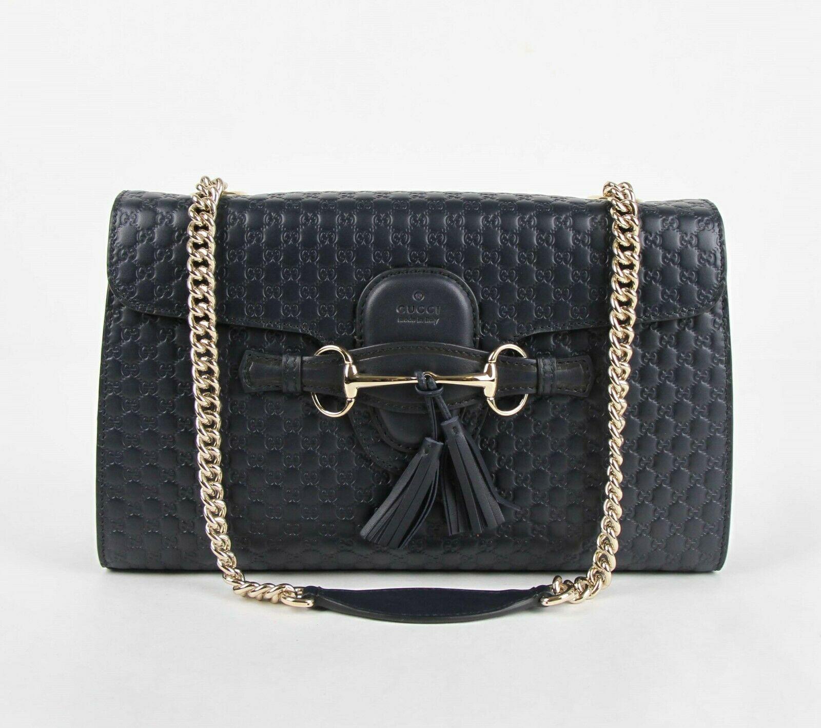 Gucci Black Microguccissia Leather Medium Emily Shoulder Bag 5