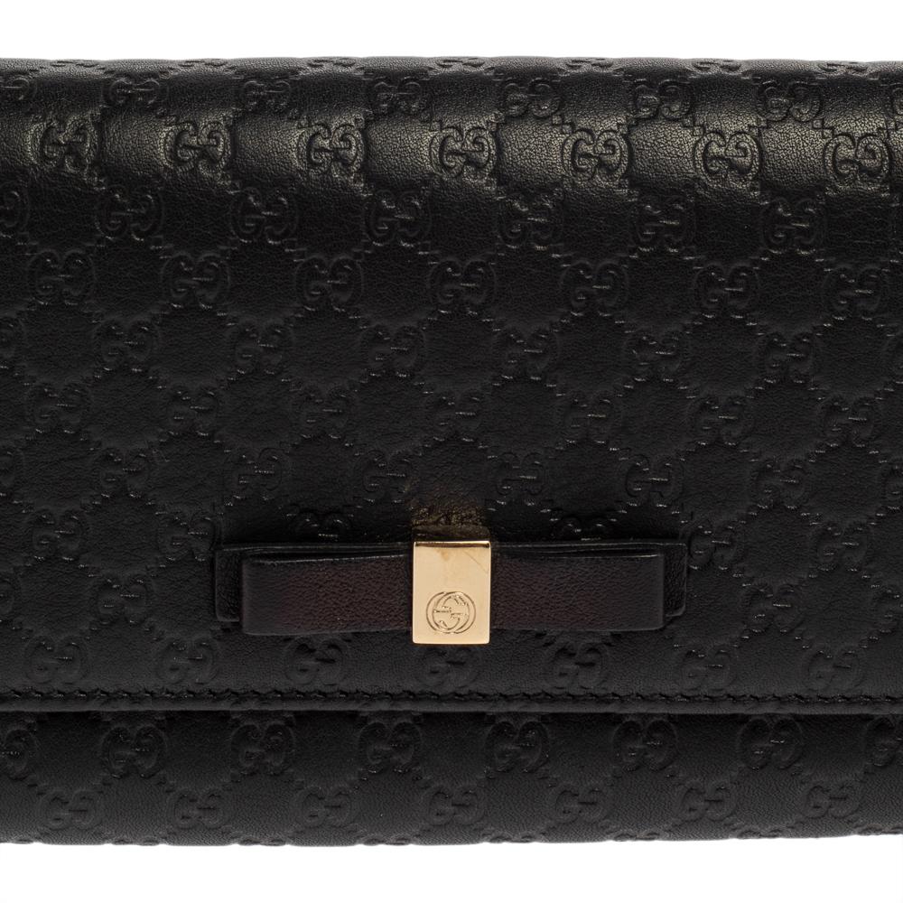 Gucci Black Microguccissima Leather Bow Flap Continental Wallet 3