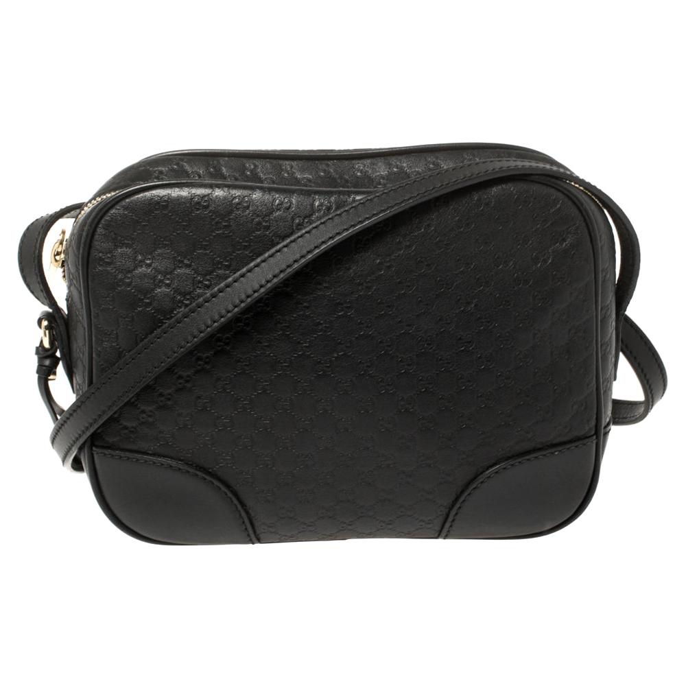 Gucci Black Microguccissima Leather Bree Crossbody Bag