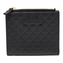 Gucci Black Microguccissima Leather Compact Wallet