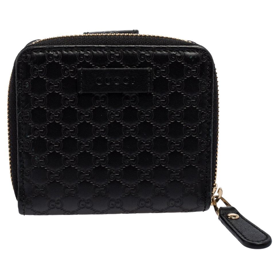 Gucci Black Microguccissima Leather Compact Wallet