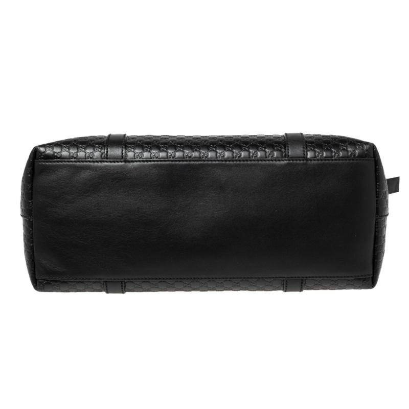 Women's Gucci Black Microguccissima Leather Convertible Satchel Bag