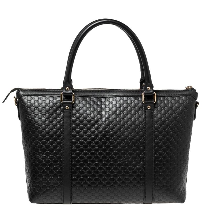 Gucci Black Microguccissima Leather Convertible Satchel Bag 4