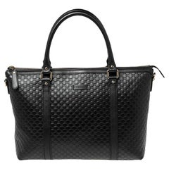 Gucci Black Microguccissima Leather Convertible Satchel Bag