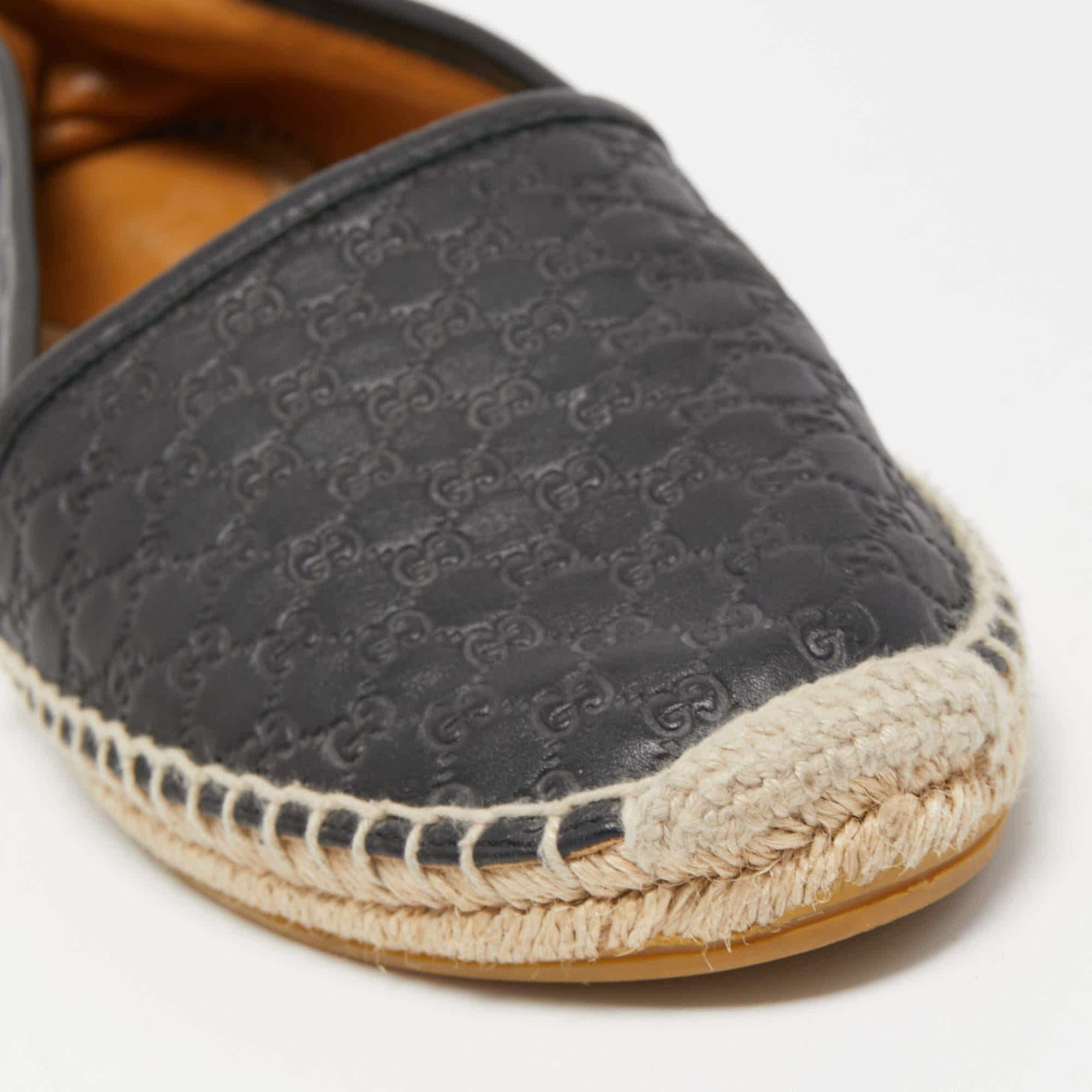 Gucci Black Microguccissima Leather Espadrille Flats Size 38.5 2