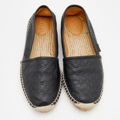 Gucci Black Microguccissima Leather Espadrilles Size 39.5