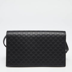 Gucci Black Microguccissima Leather Flap Crossbody Bag