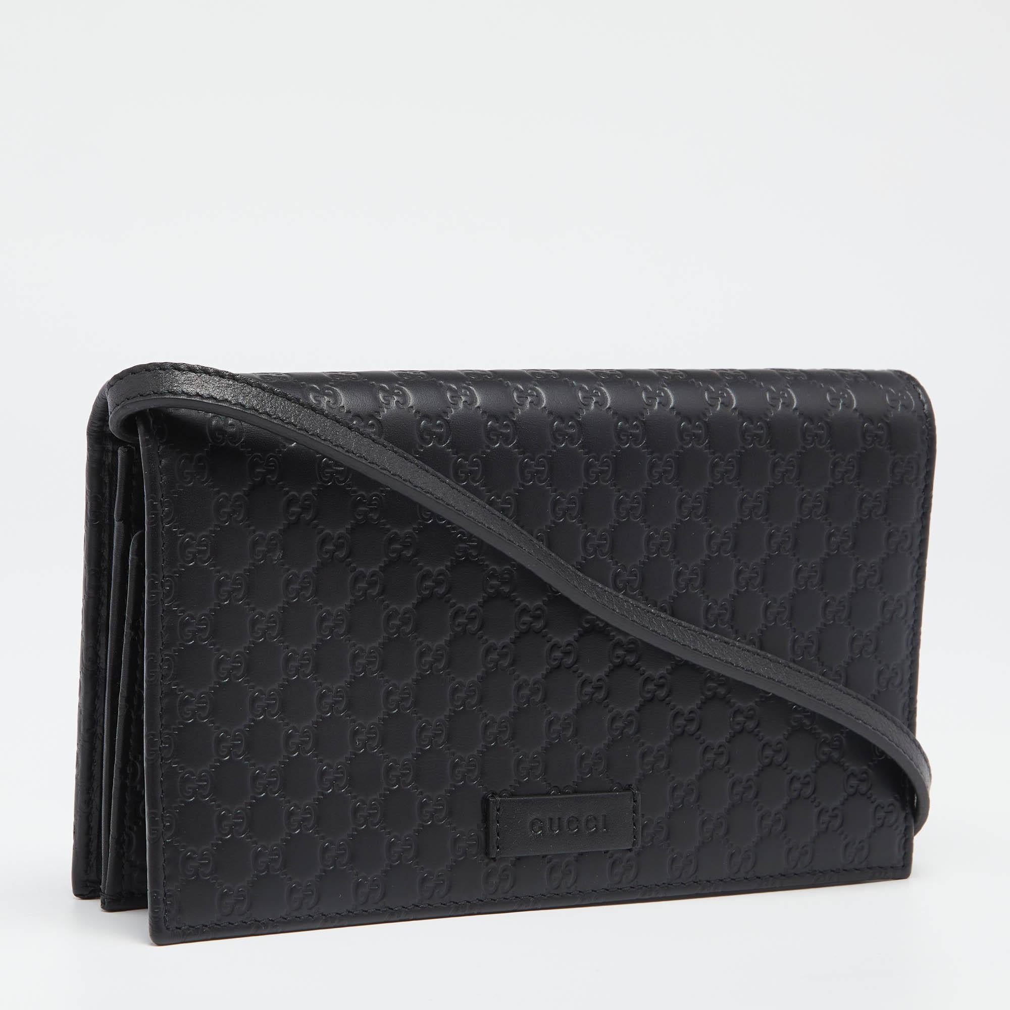 Women's Gucci Black Microguccissima Leather Flap Crossbody Bag