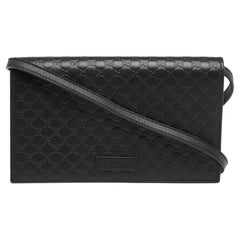 Gucci Black Microguccissima Leather Flap Crossbody Bag