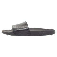 Gucci Black Microguccissima Leather Flat Slides Size 43