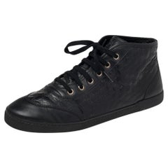 Gucci Black Microguccissima Leather High Top Sneakers Size 39.5
