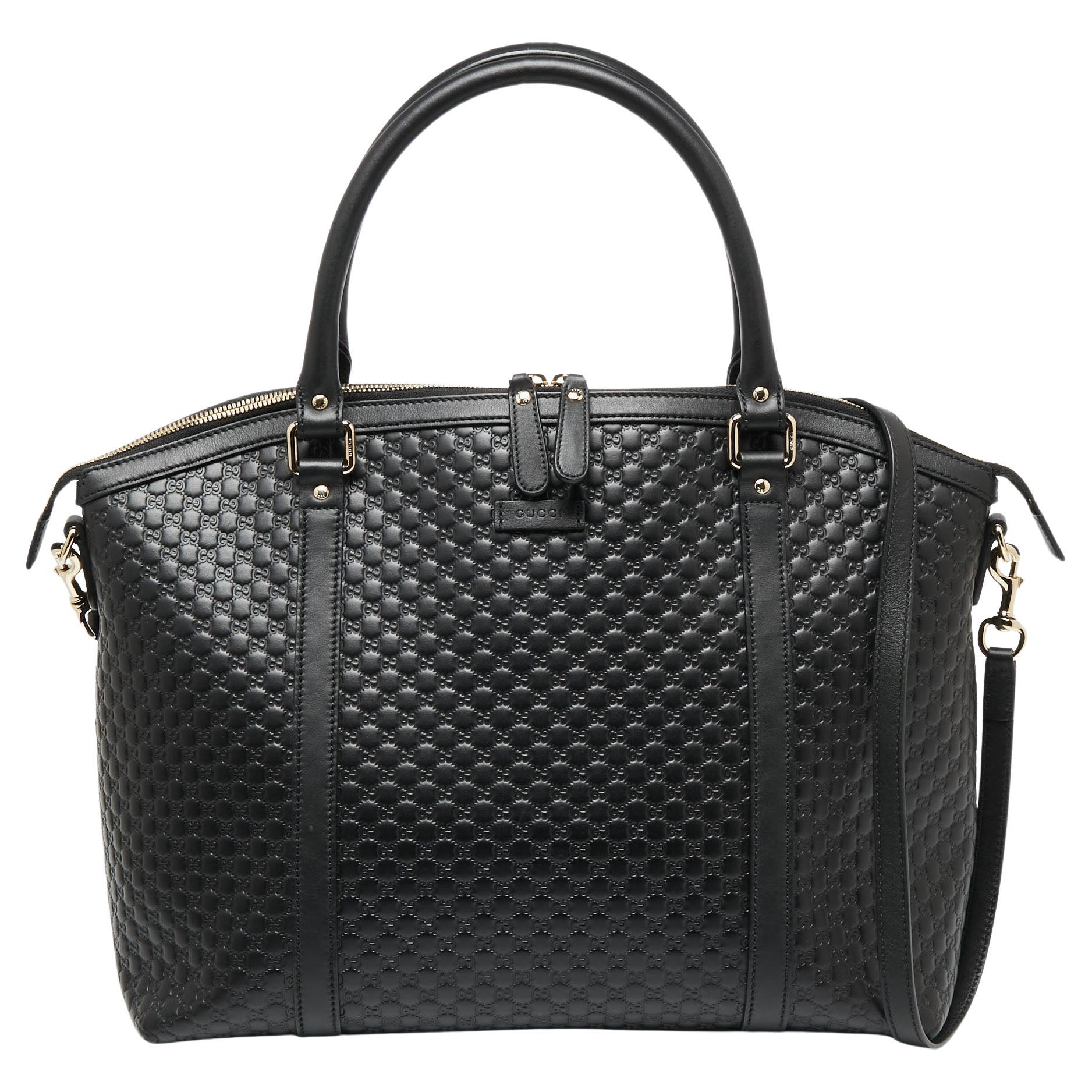 Gucci Black Microguccissima Leather Large Dome Satchel