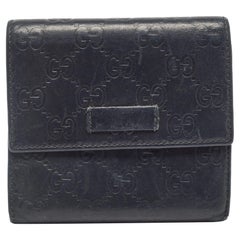 Gucci Black Microguccissima Leather Logo Trifold Wallet