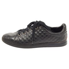 Gucci Black Microguccissima Leather Low Top Sneakers Size 35.5