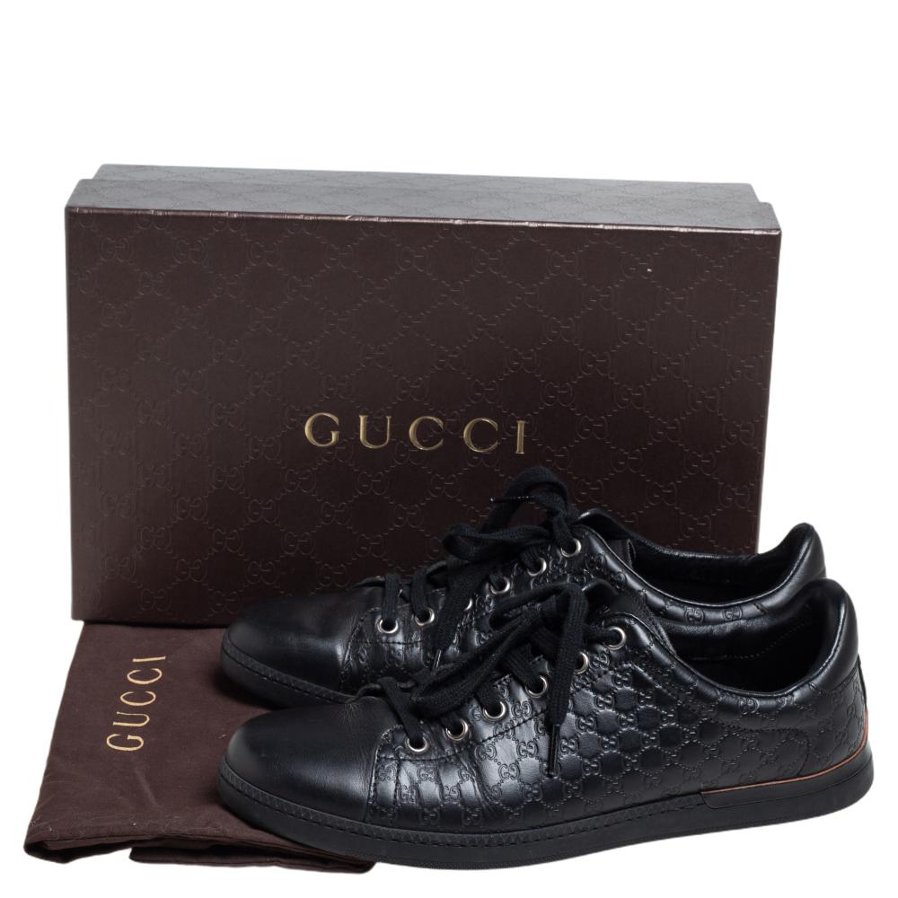 Gucci Black Microguccissima Leather Low Top Sneakers Size 38 3