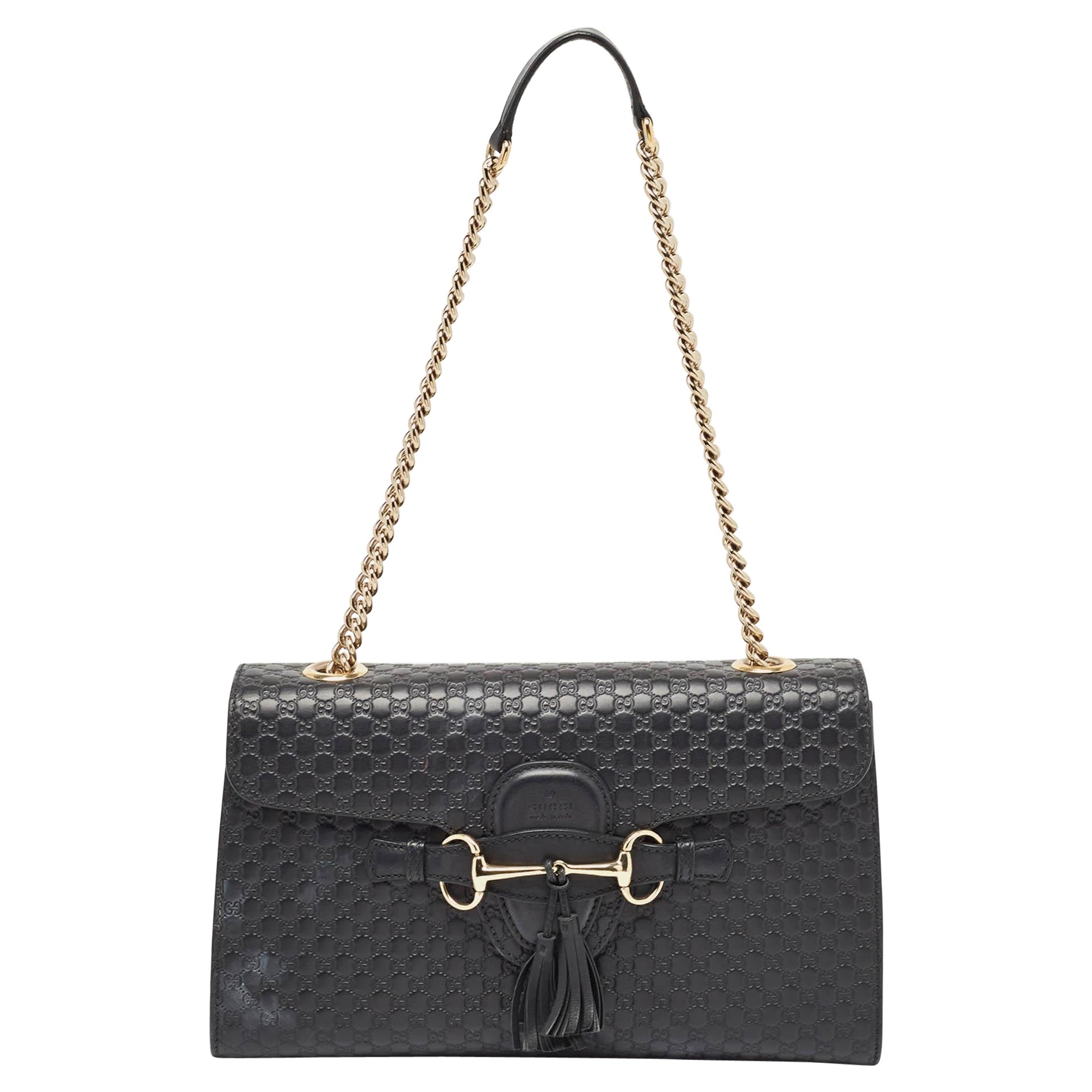 Gucci Black Microguccissima Leather Medium Emily Shoulder Bag