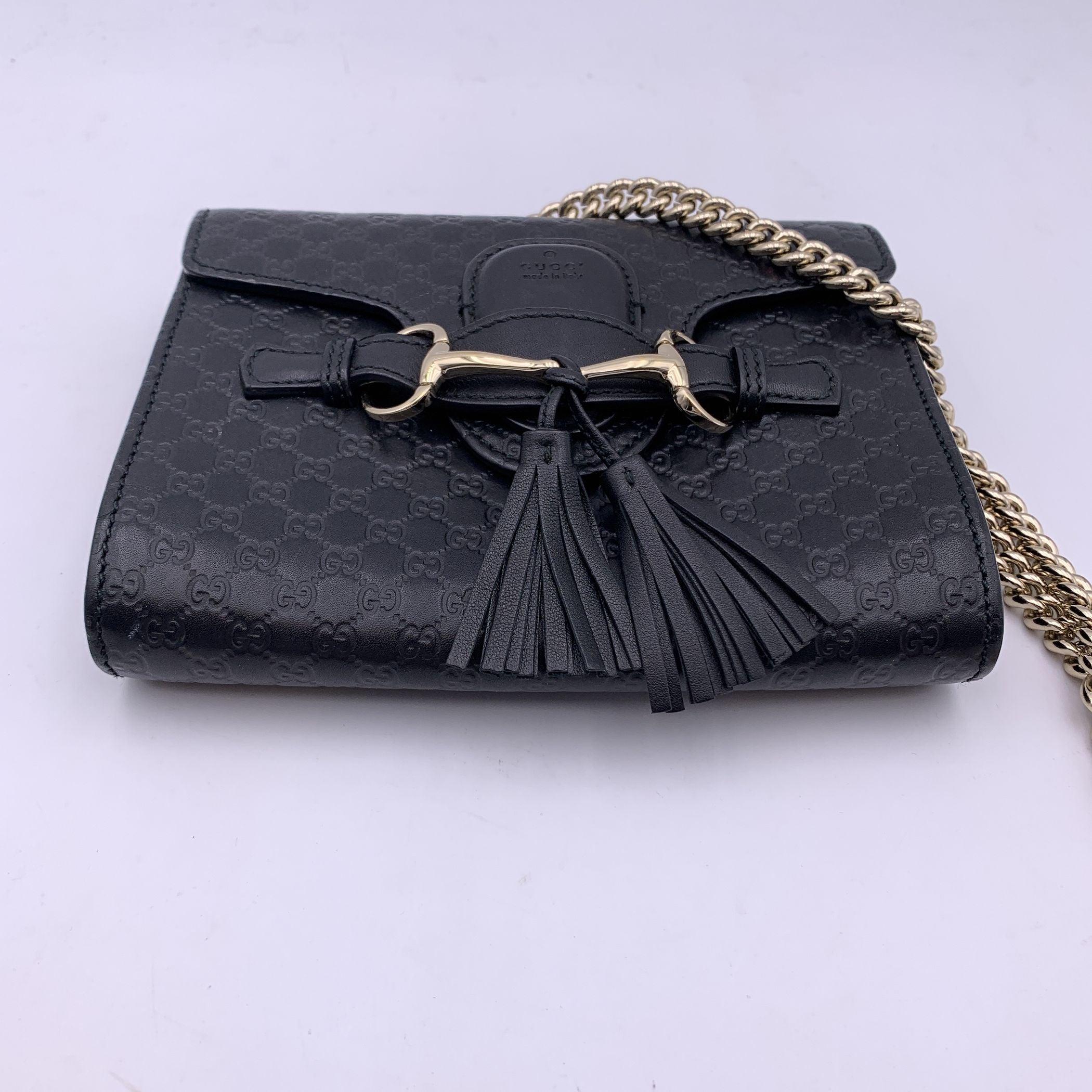  Gucci Black Microguccissima Leather Mini Emily Shoulder Bag Pour femmes 
