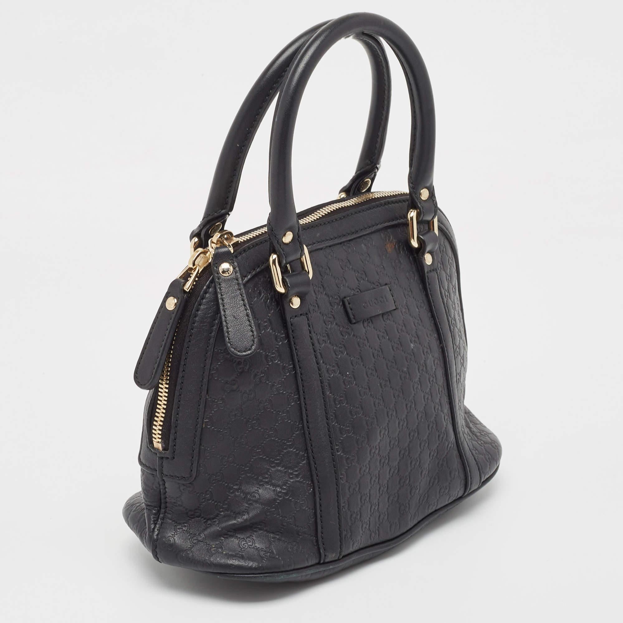 Gucci Schwarz Microguccissima Leder Mini Nice Dome Tasche im Zustand „Gut“ in Dubai, Al Qouz 2