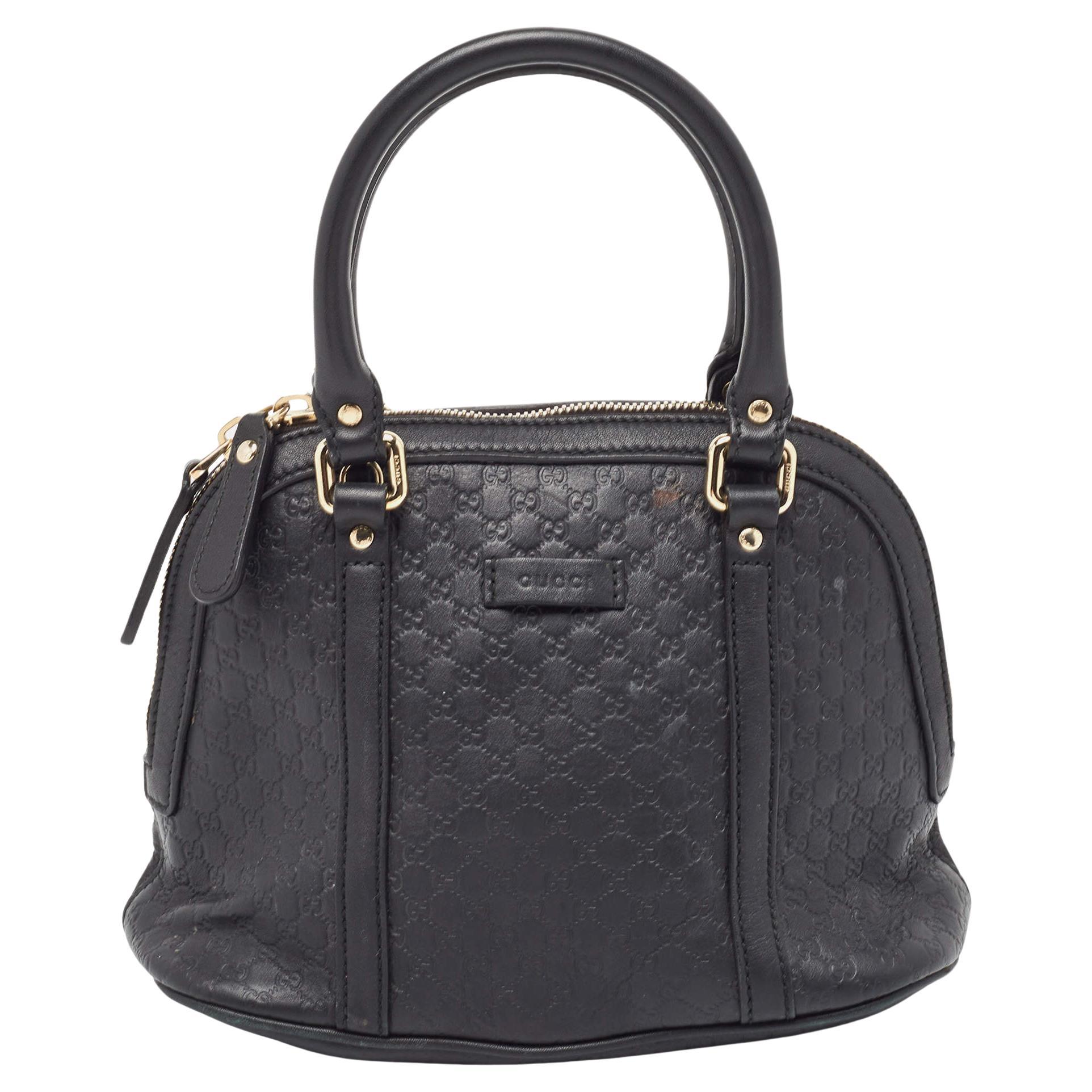 Gucci Black Microguccissima Leather Mini Nice Dome Bag For Sale