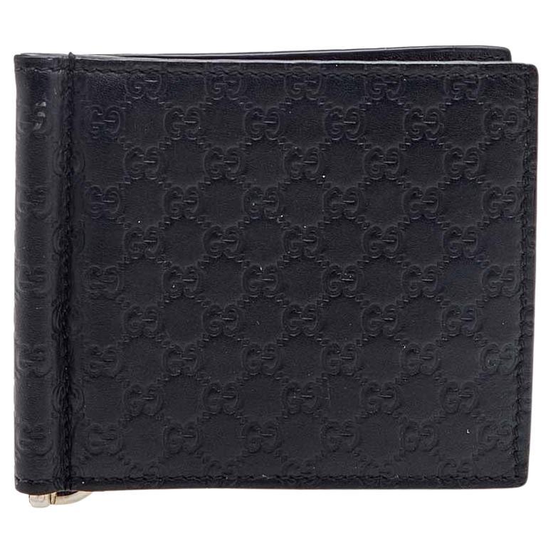 Gucci Black Microguccissima Leather Money Clip Wallet