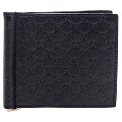 Gucci Microguccissima Geldbörse mit Clip aus schwarzem Leder