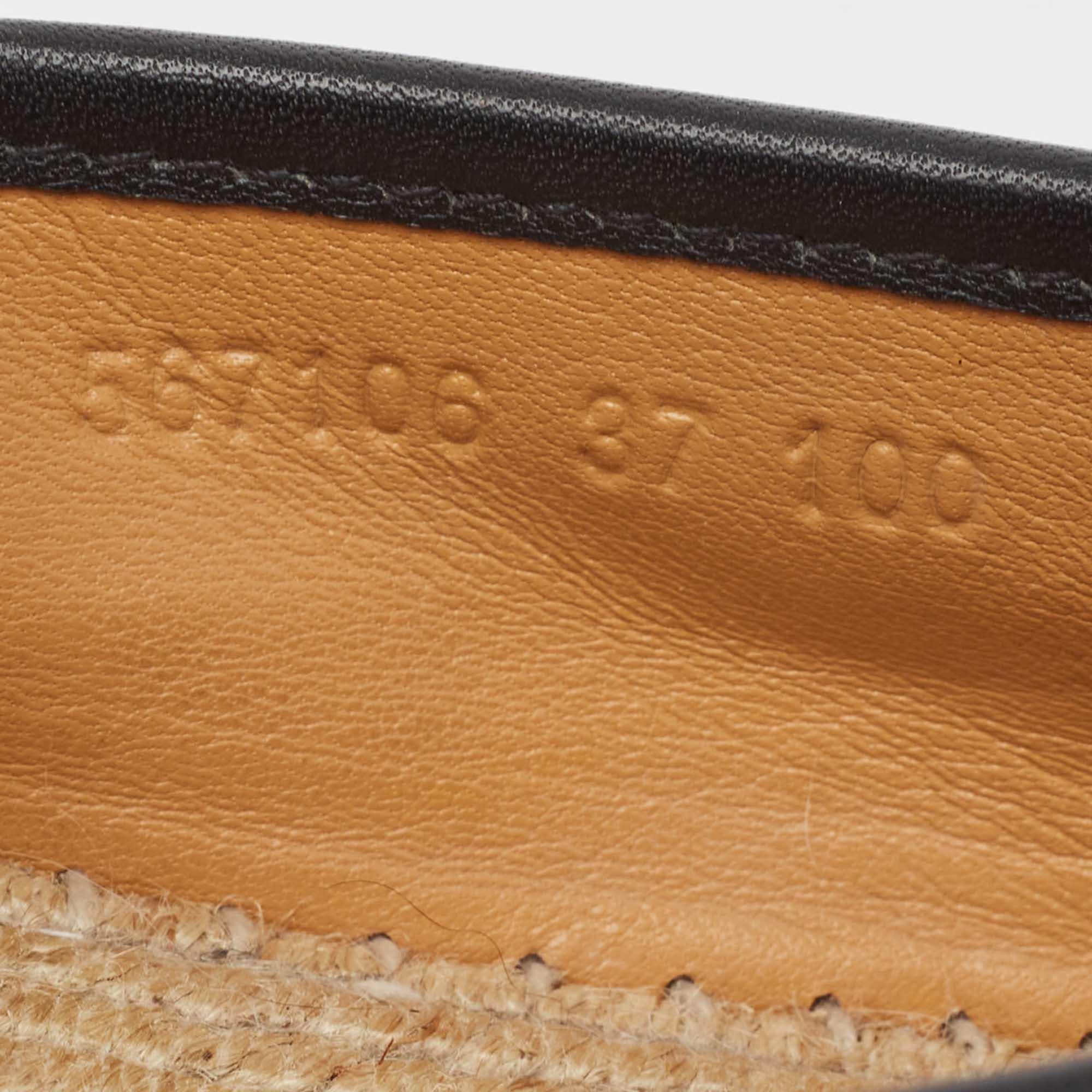 Gucci Black Microguccissima Leather Slip On Espadrille Flats Size 37 For Sale 4