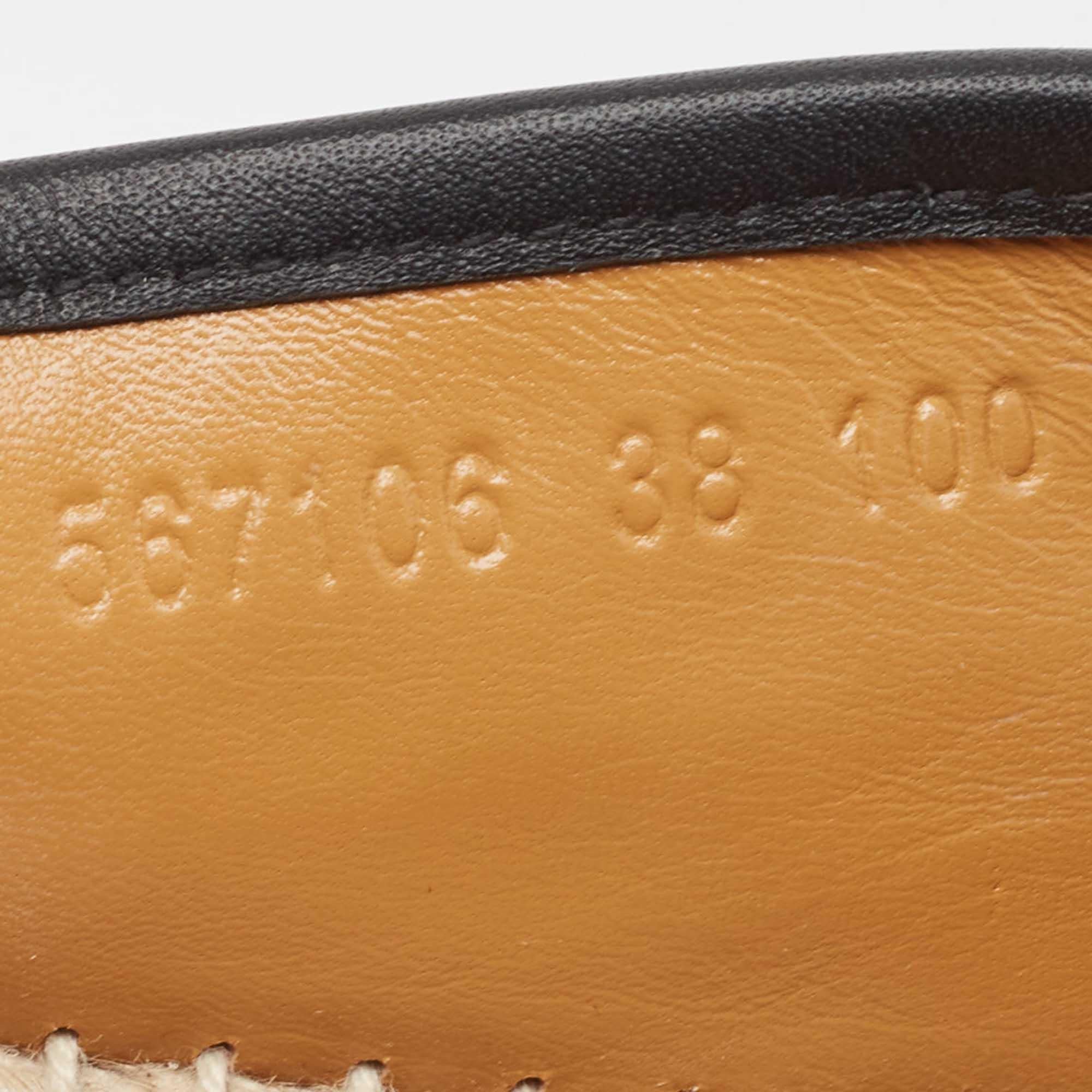Gucci Black Microguccissima Leather Slip On Espadrille Flats Size 38 For Sale 4