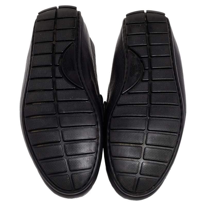 Gucci Schwarz Microguccissima Leder Slip On Loafers Größe 37,5 im Angebot 1