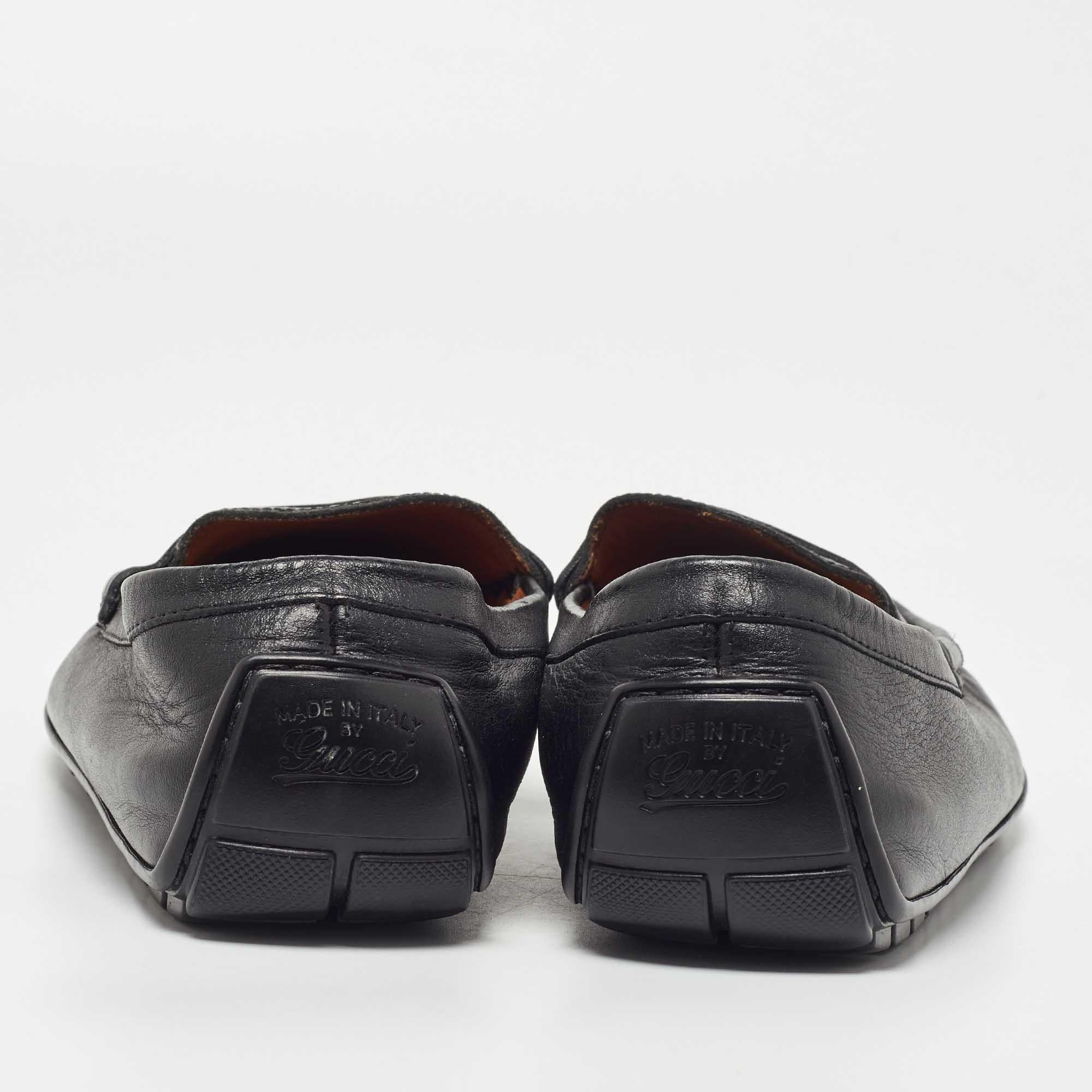 Men's Gucci Black Microguccissima Leather Slip On Loafers Size 40.5 For Sale