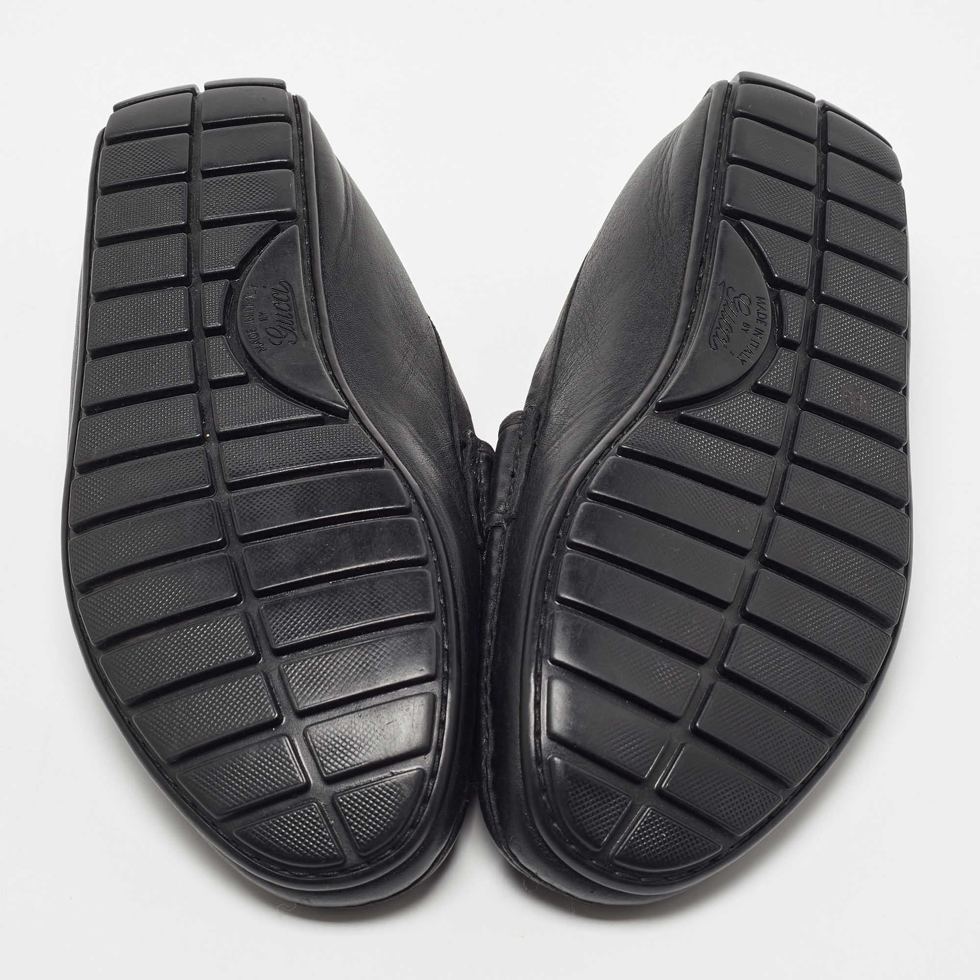 Gucci Black Microguccissima Leather Slip On Loafers Size 40.5 For Sale 1