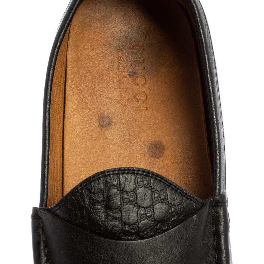 Gucci Black Microguccissima Leather Slip On Loafers Size 44 4