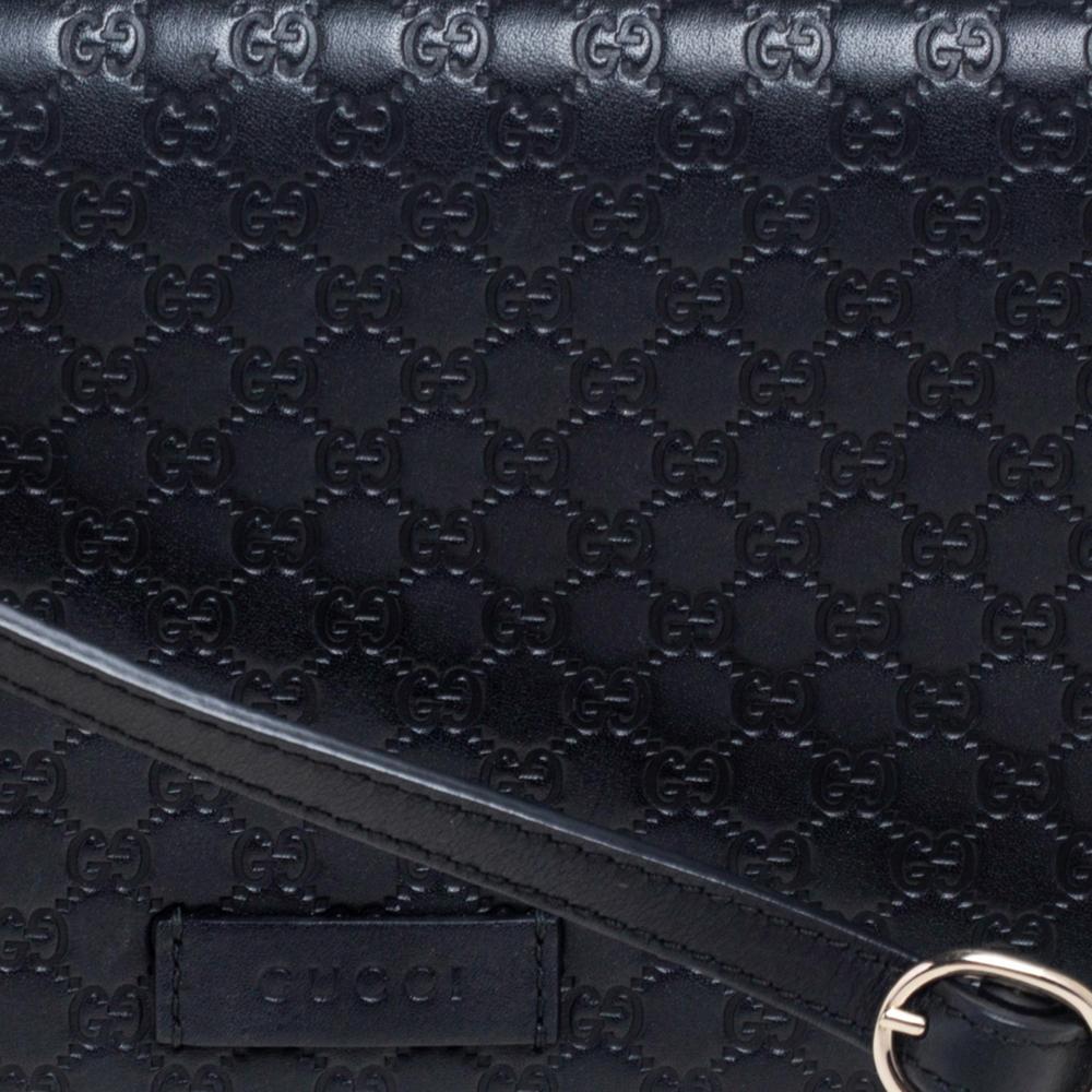 Gucci Black Microguccissima Leather Wallet On Strap 3