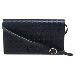 Gucci Black Microguccissima Leather Wallet On Strap