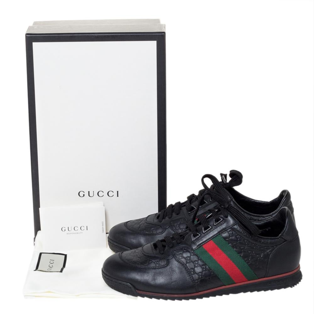 Gucci Black Microguccissima Leather Web Low Top Sneakers Size 40.5 3