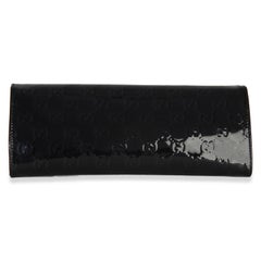 Gucci Black Microguccissima Patent Broadway Clutch