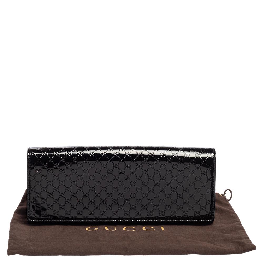 Gucci Black Microguccissima Patent Leather Broadway Clutch 6