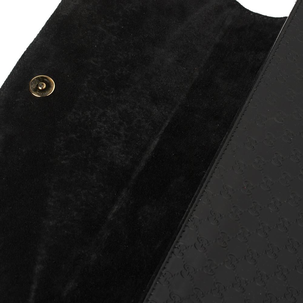 Women's Gucci Black Microguccissima Patent Leather Broadway Clutch