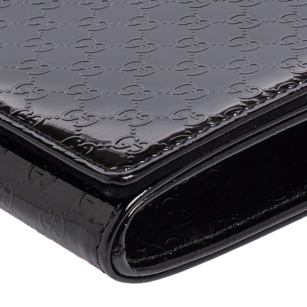 Women's Gucci Black Microguccissima Patent Leather Broadway Clutch