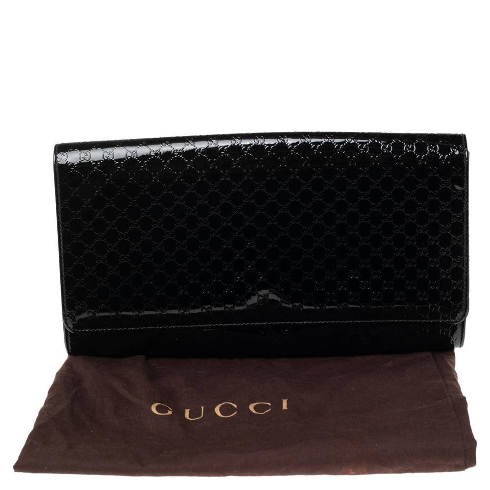Gucci Black Microguccissima Patent Leather Medium Broadway Clutch 9