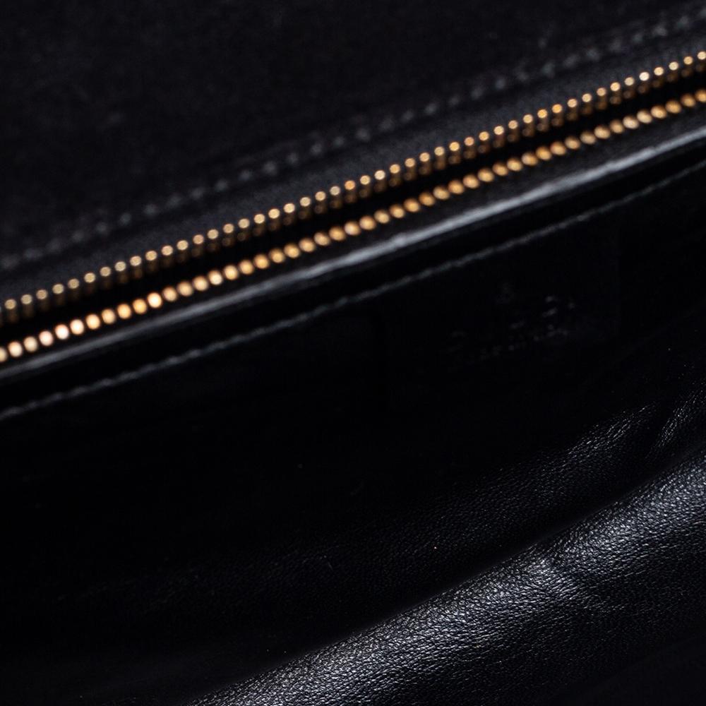 Women's Gucci Black Microguccissima Patent Leather Medium Broadway Clutch