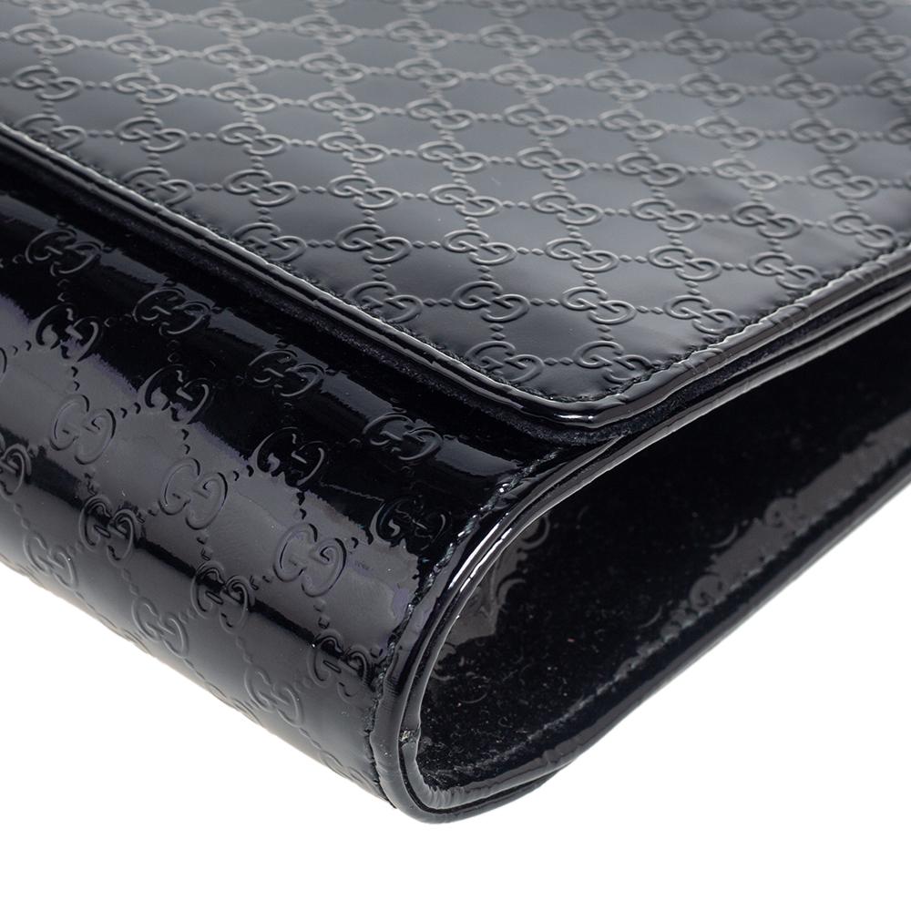 Gucci Black Microguccissima Patent Leather Medium Broadway Clutch 1