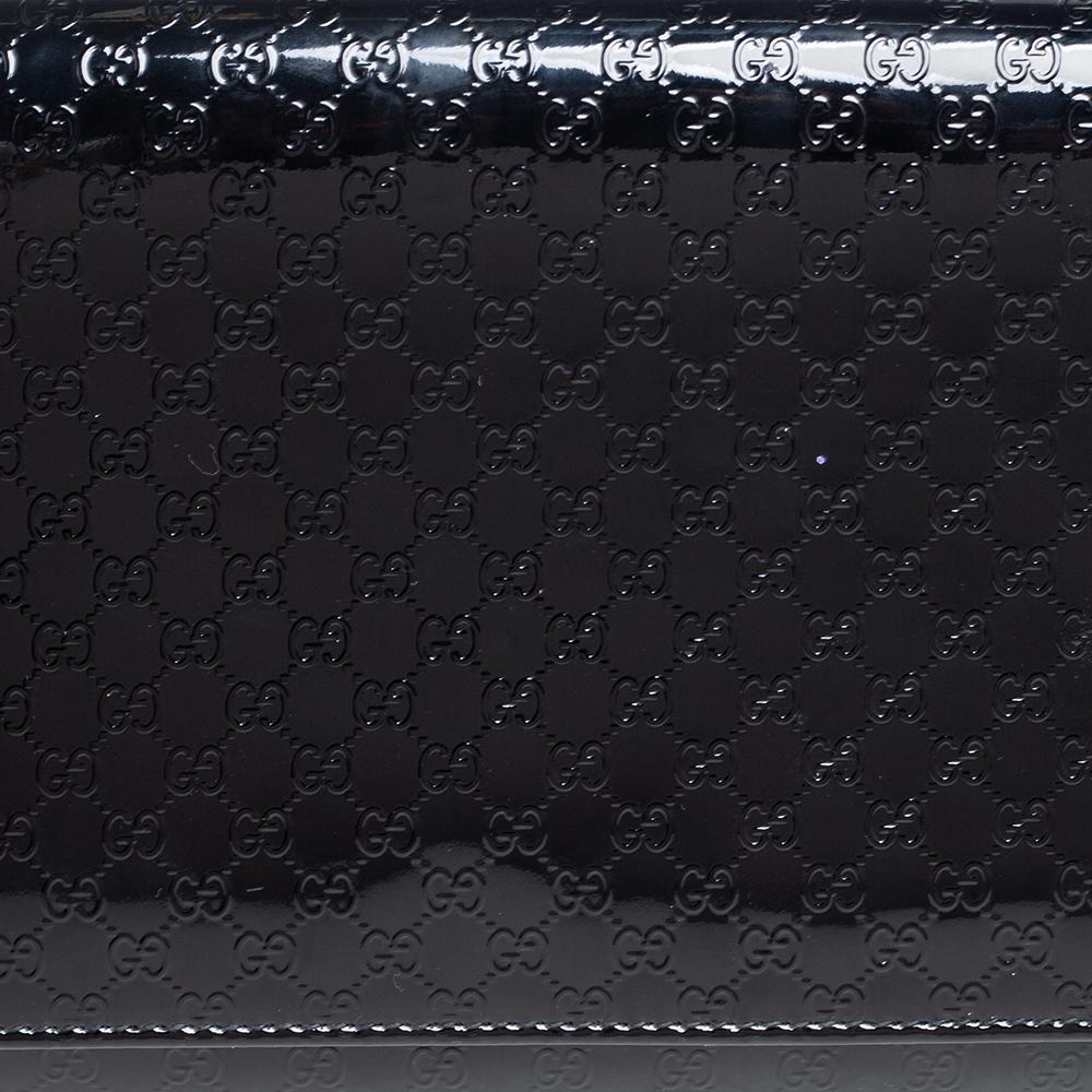 Gucci Black Microguccissima Patent Leather Medium Broadway Clutch 3